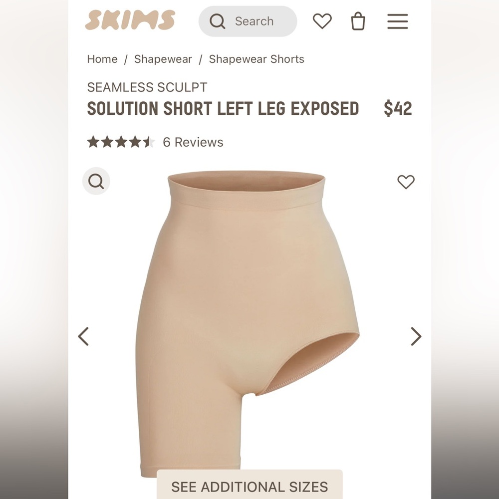 SKIMS Seamless Sculpt Solution Left Leg Exposed Size S